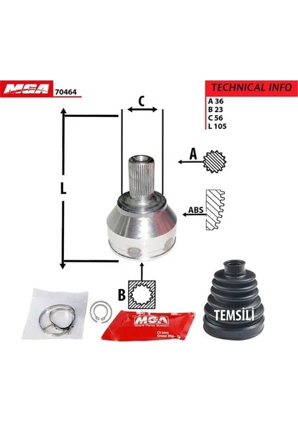 70464 Sag Dis Aks Kafasi 1345638I706023 3M513A327AF