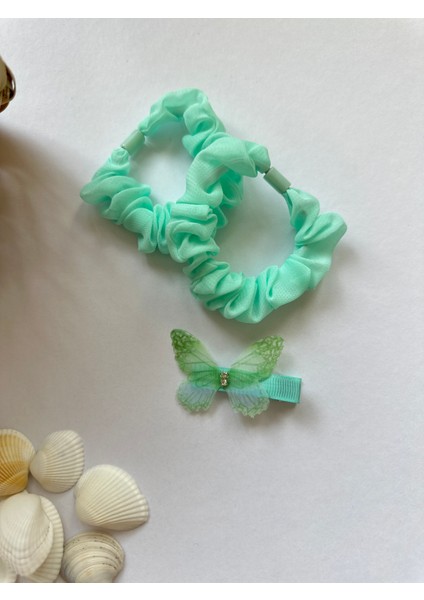 Kelebek Detaylı 2'li Kız Çocuk Yeşil Lastik Toka fiyatları