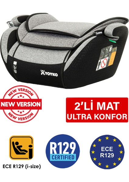 15-36 kg Oto Koltuğu Yükseltici I-Size Premium Booster Gri