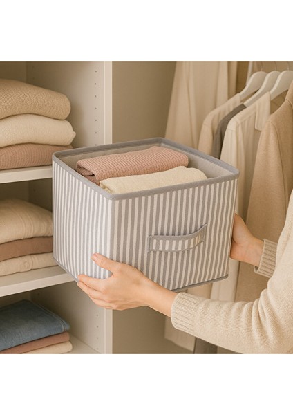 (2 Adet) 30X30 cm Katlanabilir Dolap Içi Organizer-Havlu ve Kıyafet Saklama Kutusu