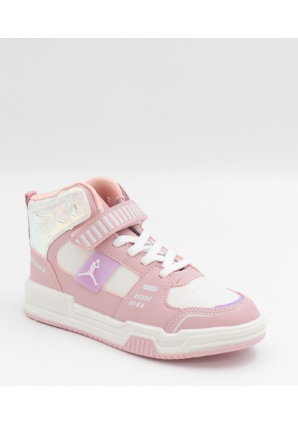 King 31-36 Pudra Boğazlı Cırtlı Çocuk Spor Ayakkabı