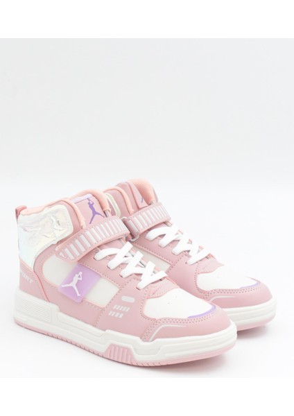 King 31-36 Pudra Boğazlı Cırtlı Çocuk Spor Ayakkabı