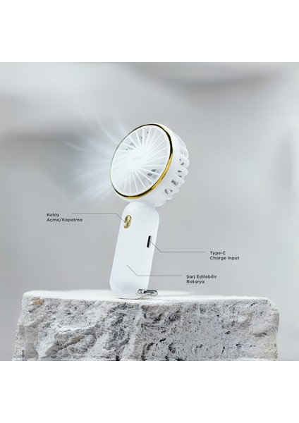 EFN11 Beyaz 900MAH 3 Kademeli Anahtarlıktaşınabilir USB Fan fırsatları