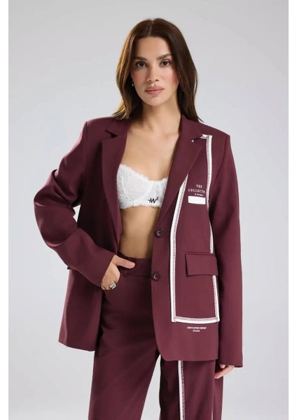 Tw3 Kadın Şerit Detaylı Tasarım Blazer Ceket