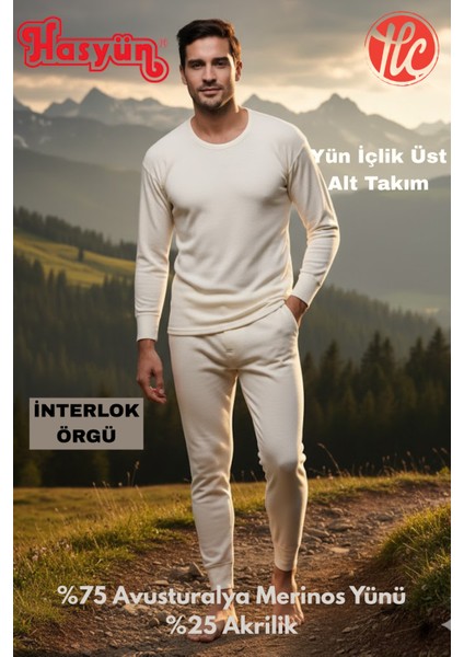 Erkek Ter Emici Kaşındırmaz %75 Yün Içlik Uzun Kol Alt Üst Takım