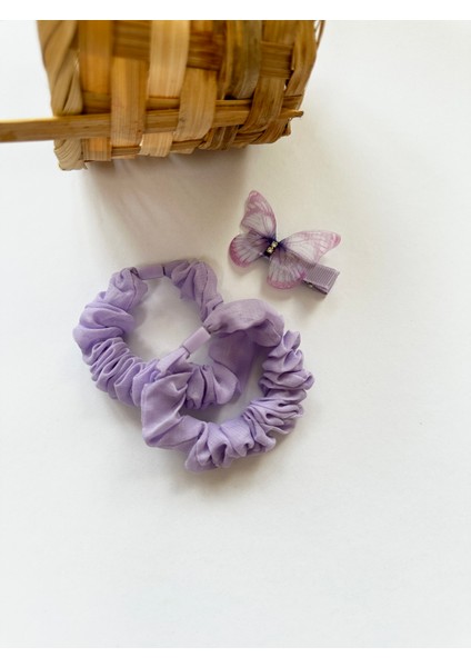 Kelebek Detaylı 2'li Kız Çocuk Mor Lastik Toka fiyatları