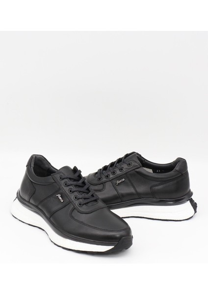 2982 Siyah Hakiki Deri Eva Taban Erkek Sneakers