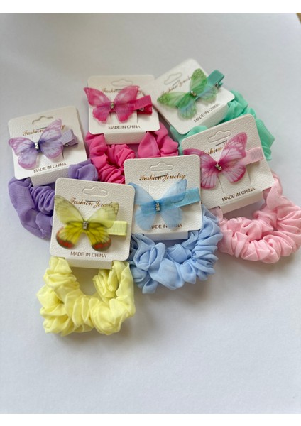 Kelebek Detaylı 2'li Kız Çocuk Fuşya Lastik Toka