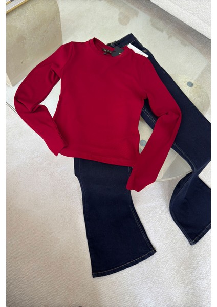 Parmak Geçmeli Uzun Kollu Body- Kırmızı fırsatları