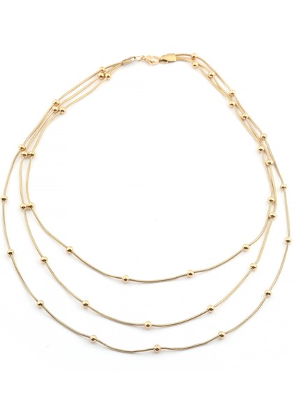 3 Sıralı Altın Topçuk Çelik Kolye fiyatları