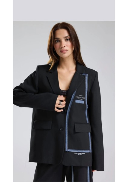 Tw3 Kadın Şerit Detaylı Tasarım Blazer Ceket