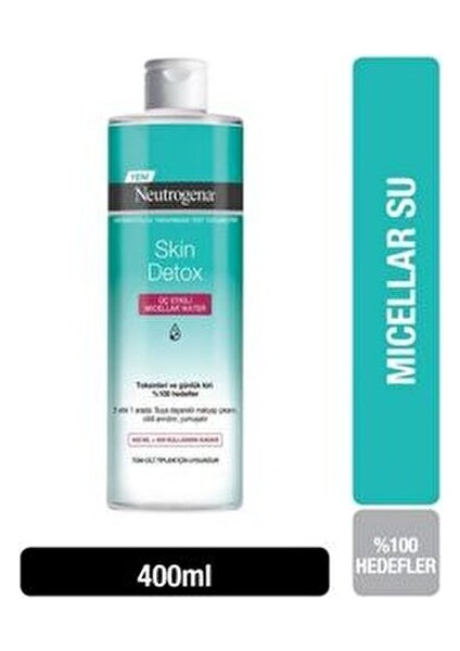 Skin Detox Micellar Water Yumuşatıcı Etki Tüm Cilt Tipleri İçin 400 ml modelleri