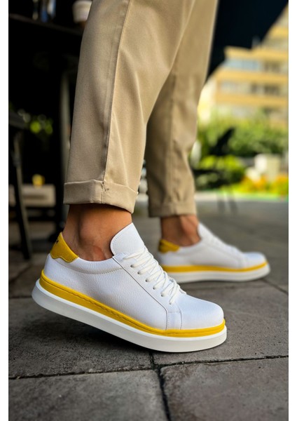 CH979 - Santoni Gbt Spor Erkek Ayakkabı Beyaz/sarı fırsatları