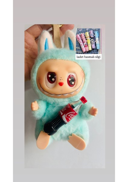 Labubu Coca Cola Kola Seri Popmart Figür 1ADET Basmalı Silgi Peluş Oyuncak Anahtarlık Çanta Süs fiyatları