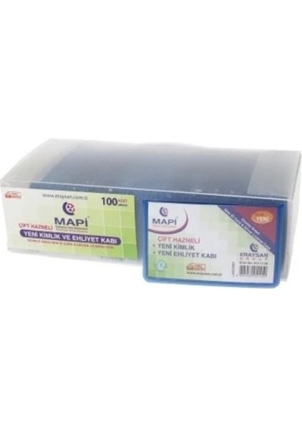 Ehliyet Kimlik Kabı Çift Hazneli Lacivert - 6 Adet