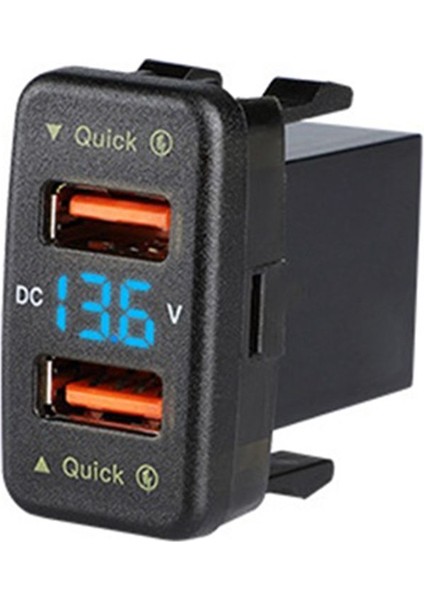 36W Araba Şarj Cihazı Çift USB Hızlı Şarj Araç Malzemeleri Mavi Işık (Yurt Dışından)