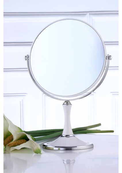 Masa Üstü Beyaz Çift Taraflı Büyüteç Abs Polimer Malzeme Masa Aynası CIN720BY