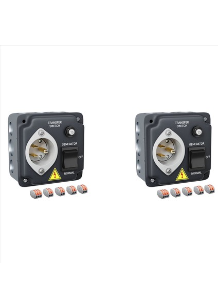 2x Jeneratör Aktarım Anahtarı Hava Durumu Geçirme Anahtarı Önceden Kablolu Rv Için Devre Kesici 15A 125V Us Fişi (Yurt Dışından)