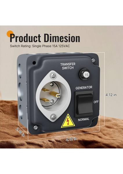 2x Jeneratör Aktarım Anahtarı Hava Durumu Geçirme Anahtarı Önceden Kablolu Rv Için Devre Kesici 15A 125V Us Fişi (Yurt Dışından) modelleri