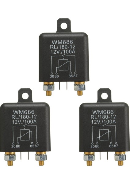 3x 12V 100AMP 4 Pimli Ağır Hizmet Açık/kapama Anahtarı Bölünmüş Şarj Rölesi Otomatik Tekne Van Siyah (Yurt Dışından)