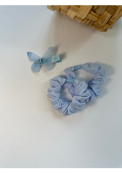 Kelebek Detaylı 2'li Kız Çocuk Mavi Lastik Toka fiyatları