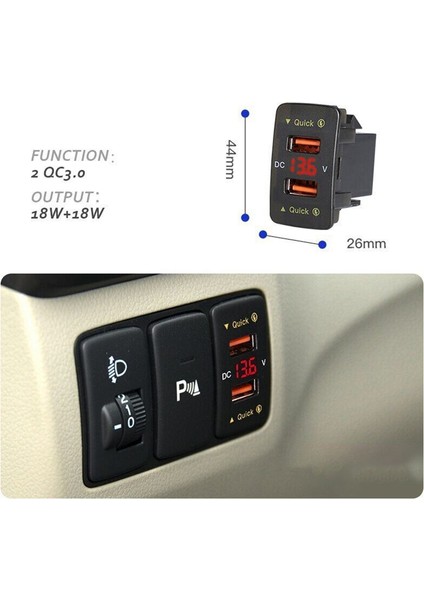36W Araba Şarj Cihazı Çift USB Hızlı Şarj Araç Kırmızı Işık (Yurt Dışından) fiyatları
