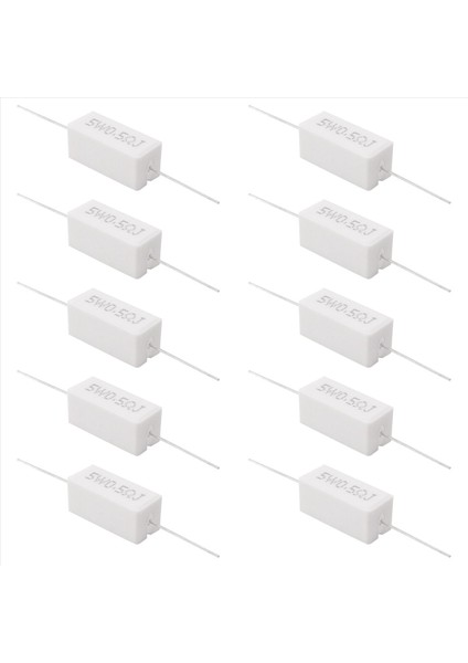 10 Adet Eksenel Kurşun Seramik Çimento Direnci 0 5 Ohm 5W (Yurt Dışından)