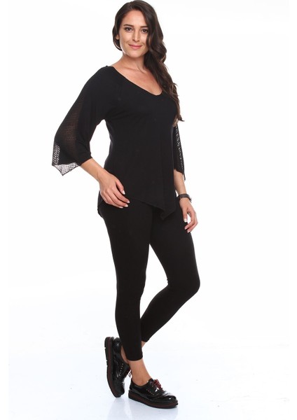 Zerotantik File Detay Truvakar Kol Büyük Beden Bluz Siyah