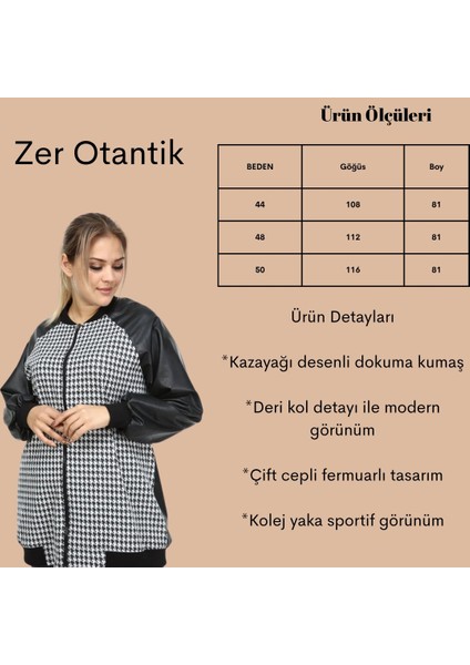 Kazayağı Garnili Büyük Beden Deri Mont Siyah fiyatları