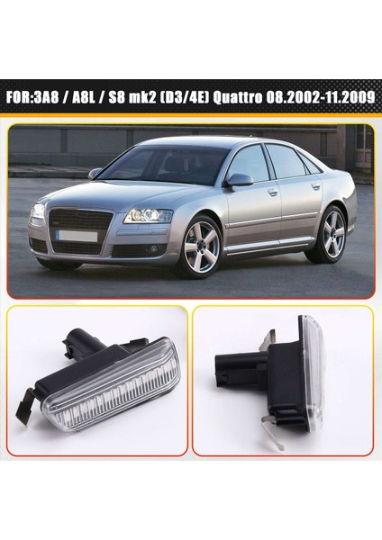 Audi A8 A8 A8L S8 Yanıp Sönen Amber LED Yan Işaret Göstergesi Dönüş Sinyal Işıkları 4E0949127 4E0949128 Şeffaf (Yurt Dışından) modelleri