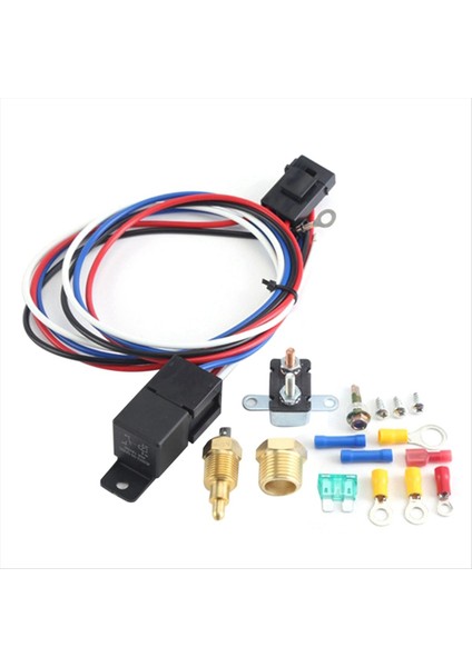 Araba Soğutma Fan Termostat Anahtarı Araç Fan Sensörü Röle Kablo Demet Kiti 12V Otomotiv Fan Araç Aksesuarları (Yurt Dışından)