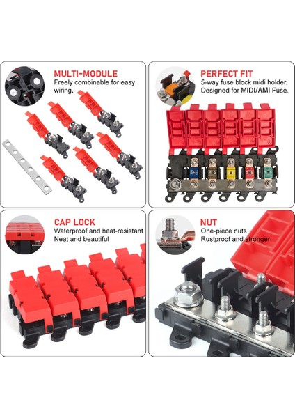 5 Yollu Araba Midi Sigorta Kutusu Blok Tutucu 200A Çok Kutuplu Sigorta Bloğu Deniz Suv Bdfs Rv Araba Tekne Otobüsü Için Midi Sigorta Sahibi (Yurt Dışından) indirimleri