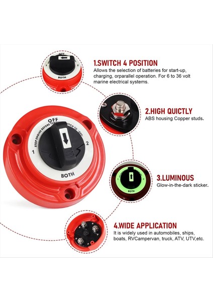 Araba Çift Pil Seçici Anahtarı 400A 6-32V 4 Konum Güç Kesme Pil Izolatörü Deniz Teknesi Rv Büyük Kamyon (Yurt Dışından) fiyatları