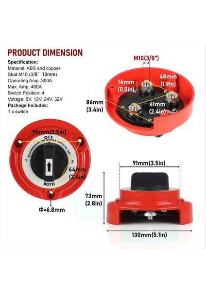 Araba Çift Pil Seçici Anahtarı 400A 6-32V 4 Konum Güç Kesme Pil Izolatörü Deniz Teknesi Rv Büyük Kamyon (Yurt Dışından) modelleri