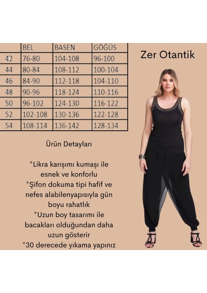 Anvelop Şifon Katlı Büyük Beden Şalvar Pantolon Siyah fiyatları