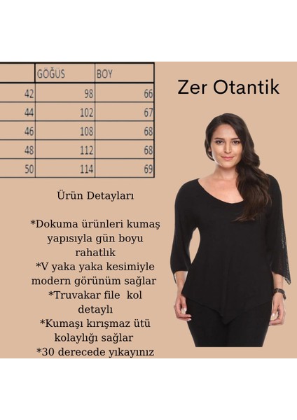 Zerotantik File Detay Truvakar Kol Büyük Beden Bluz Siyah fiyatları