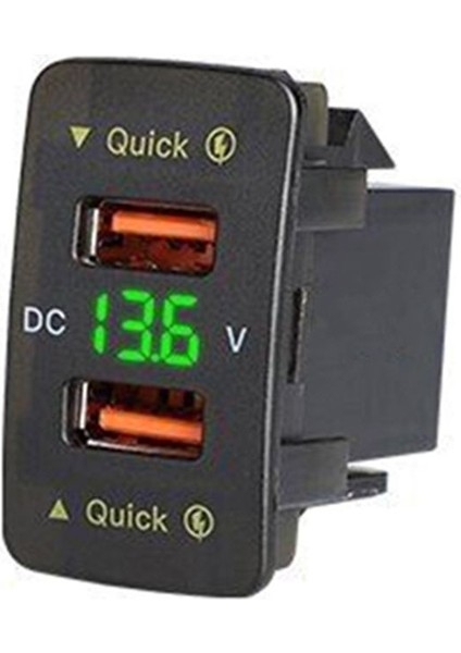 36W Araba Şarj Cihazı Çift USB Hızlı Şarj Araç Yeşil Işık (Yurt Dışından)