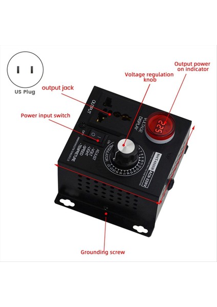 4000W Voltaj Regülatörü Taşınabilir Hız Ayarlanabilir Voltaj Regülatörü Kompakt Değişken Voltaj Kontrolörü Abd Fişi (Yurt Dışından) fiyatları