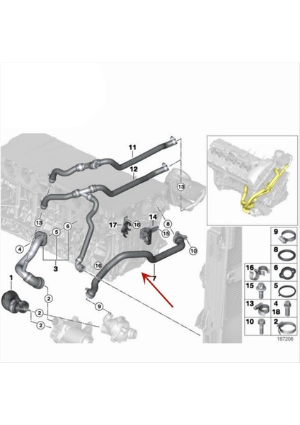 11537550062 Bmw Için Motor Bağlantı Hortumu X5 E70 Silindir Kafası Termostat Bağlantısı Esnek Hortum (Yurt Dışından) fırsatları