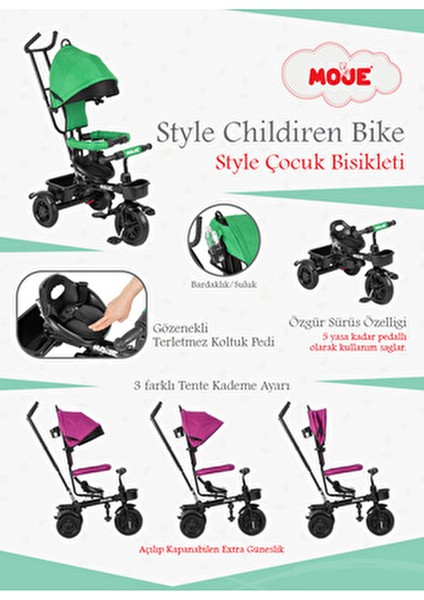 3 Tekerlekli Çocuk Bisikleti Gri Renk 1-5 Yaş Arası Güvenli Kullanım