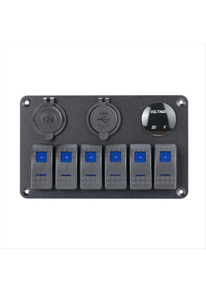 6 Çete Deniz Rocker Anahtarı Paneli Su Geçirmez 12 Volt Tekne Geçiş Anahtarı Paneli 12V Mavi LED Tekne Arabası Için Aydınlatılmış (Yurt Dışından)