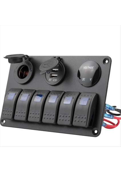 6 Çete Deniz Rocker Anahtarı Paneli Su Geçirmez 12 Volt Tekne Geçiş Anahtarı Paneli 12V Mavi LED Tekne Arabası Için Aydınlatılmış (Yurt Dışından) modelleri