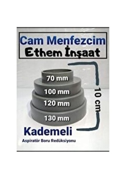 Aspiratör Borusu Dönüştürücü 4 Kademeli Redüksiyon Adaptör Gri Renkli Plastik fiyatları