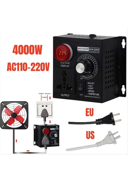 4000W Voltaj Regülatörü Taşınabilir Hız Ayarlanabilir Voltaj Regülatörü Kompakt Değişken Voltaj Kontrolörü Ab Fişi (Yurt Dışından) fırsatları