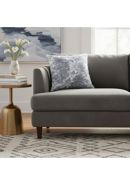 Yüksek Kaliteli Desenli Jakarlı Dokuma Kumaş 45 x 43 cm (İçi Dolu) Gri Ağırlıklı