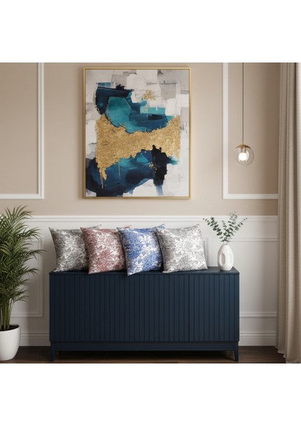 Yüksek Kaliteli Desenli Jakarlı Dokuma Kumaş 45 x 43 cm (İçi Dolu) Gri Ağırlıklı