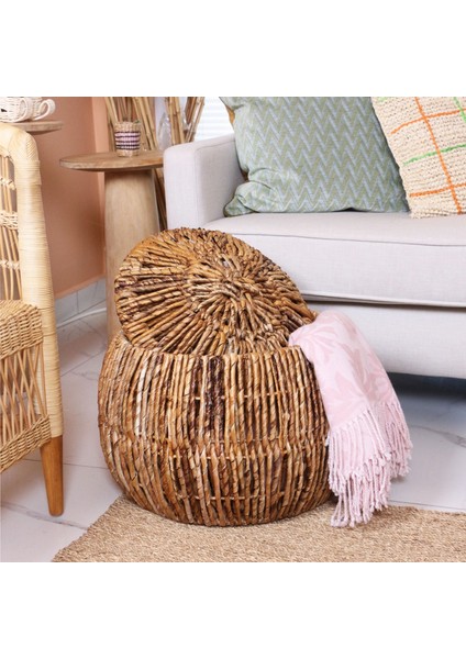 Mylamp Babil Kapaklı Doğal Abaka 45X34 cm Sepet