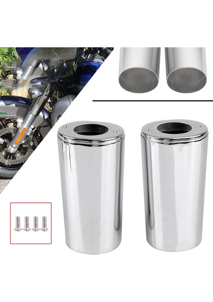 1 Çift Krom Motosiklet Ön Çatal Şok Kaydırıcı Kapak Inekbells Emici 1984-2013 Harley Touring Street Tour Glide (Yurt Dışından) modelleri