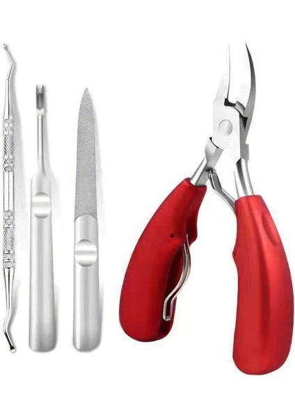 Pazlanmaz Çelik 4 Parça Tırnak Eti Makası Törpü Manikür Et Pensi Seti CIN648KR