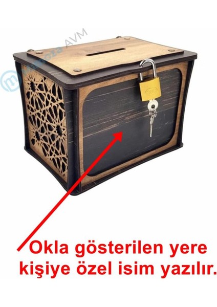 El Yapımı Dikdörtgen Ahşap Bahşiş Kutusu Sandık Tip Box Kumbara Tibbox Hediyelik